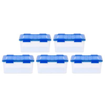 Image showing 8 th IRIS USA 19 Quart WEATHERPRO Plastic Storage Bin with Durable Lid, Seal, and Latching Buckles - 5 Pack