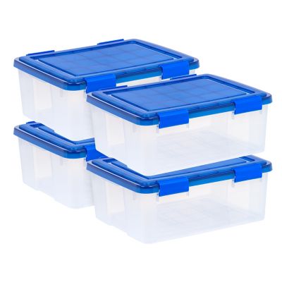 IRIS USA 30 Quart WEATHERPRO Plastic Storage Bin with Durable Lid, Seal, and Latching Buckles - 4 Pack Durable storage bins!