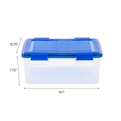 Image showing  30 Quart WEATHERPRO Plastic Storage Bin with Durable Lid, Seal, and Latching Buckles - 4 Pack