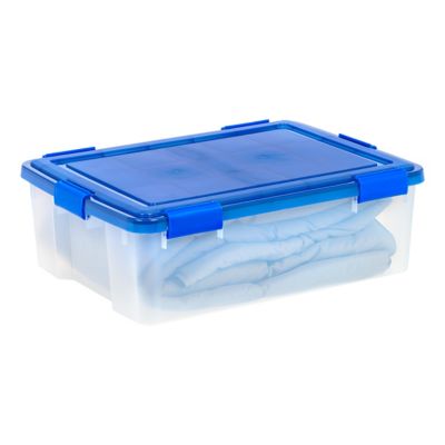 Image showing  41 qt. WEATHERPRO Plastic Storage Bins with Durable Lid, Seal, and Latching Buckles, 3 pc.