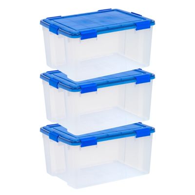 IRIS USA 62 Quart WEATHERPRO Plastic Storage Bin with Durable Lid, Seal, and Latching Buckles - 3 Pack