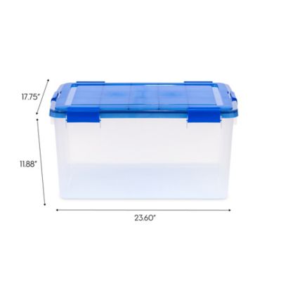 Image showing  62 Quart WEATHERPRO Plastic Storage Bin with Durable Lid, Seal, and Latching Buckles - 3 Pack