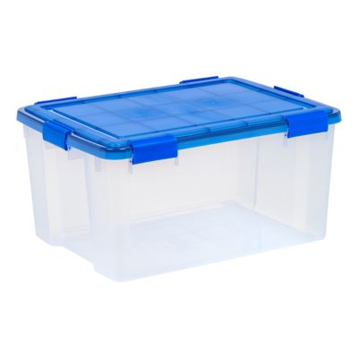 Image showing 5 th IRIS USA 62 Quart WEATHERPRO Plastic Storage Bin with Durable Lid, Seal, and Latching Buckles - 3 Pack
