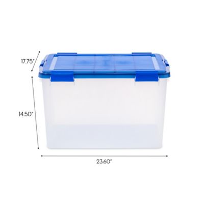 Image showing  74 Quart WEATHERPRO Plastic Storage Bin with Durable Lid, Seal, and Latching Buckles - 3 Pack