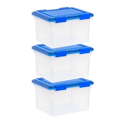 IRIS USA 32 Quart WEATHERPRO Plastic File Box with Durable Lid, Seal, and Latching Buckles - 3 Pack