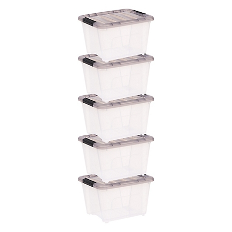 IRIS USA 19 Quart Plastic Storage Bin with Latching Buckles - 5 Pack