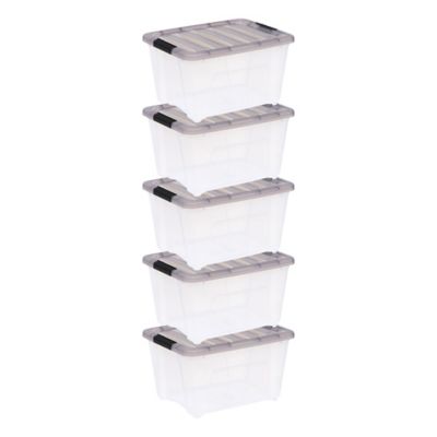 IRIS USA 32 Quart Plastic Storage Bin with Latching Buckles - 5 Pack