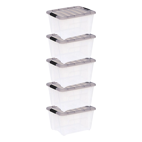 IRIS USA 32 Quart Plastic Storage Bin with Latching Buckles - 5 Pack