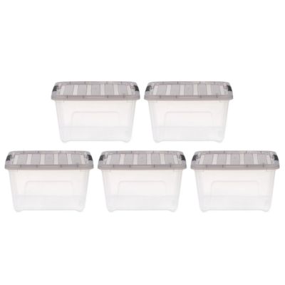 Image showing  32 Quart Plastic Storage Bin with Latching Buckles - 5 Pack