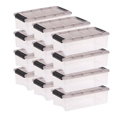 IRIS USA 5.8 Quart Plastic Storage Bin with Latching Buckles - 12 Pack