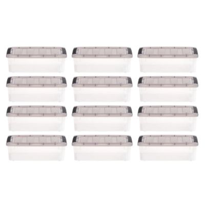 Image showing  5.8 Quart Plastic Storage Bin with Latching Buckles - 12 Pack