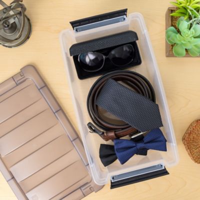 Image showing  5.8 Quart Plastic Storage Bin with Latching Buckles - 12 Pack