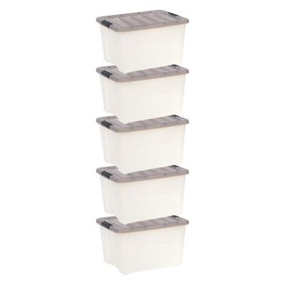 IRIS USA 40 Quart Plastic Storage Bin with Latching Buckles - 5 Pack