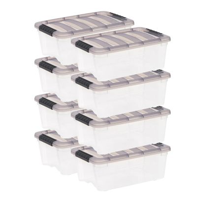 Iris USA 2 Pack 72qt Clear View Plastic Storage Bin with Lid and Secure Latching Buckles, Clear & Black