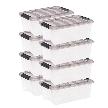 IRIS USA 12.95 Quart Plastic Storage Bin with Latching Buckles - 8 Pack