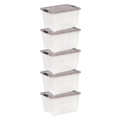 IRIS USA 53 Quart Plastic Storage Bin with Latching Buckles - 5 Pack I love that they are stackable and can be used for so many things