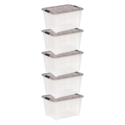 IRIS USA 53 Quart Plastic Storage Bin with Latching Buckles - 5 Pack