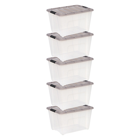 IRIS USA 53 Quart Plastic Storage Bin with Latching Buckles - 5 Pack