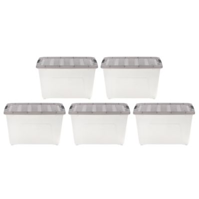 Image showing  53 Quart Plastic Storage Bin with Latching Buckles - 5 Pack