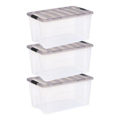 IRIS USA 72 Quart Plastic Storage Bin with Latching Buckles - 3 Pack