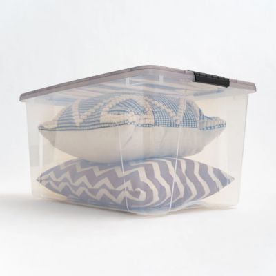 Image showing  72 Quart Plastic Storage Bin with Latching Buckles - 3 Pack