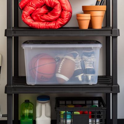 Image showing  72 Quart Plastic Storage Bin with Latching Buckles - 3 Pack