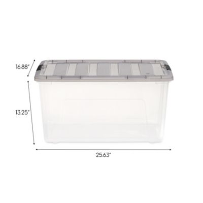 Image showing 5 th IRIS USA 72 Quart Plastic Storage Bin with Latching Buckles - 3 Pack
