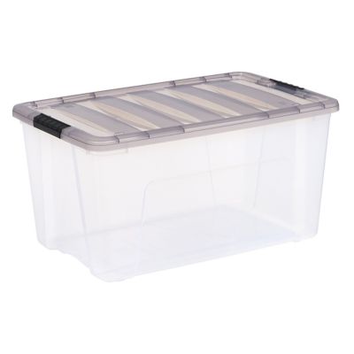 Image showing 7 th IRIS USA 72 Quart Plastic Storage Bin with Latching Buckles - 3 Pack