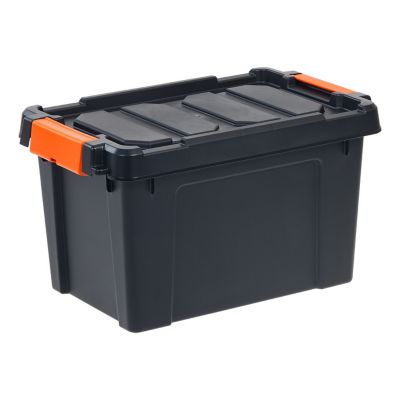 Image showing 5 th IRIS USA 5 gal. Heavy-Duty Plastic Storage Boxes with Buckles in Black, 4 pc.