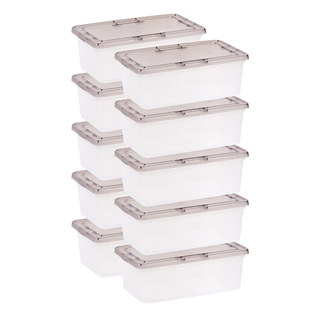 IRIS USA 6.7 Quart Snap Tight Plastic Storage Bin - 10 Pack