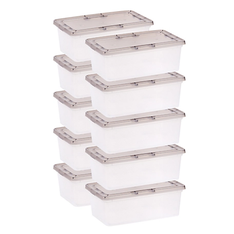 IRIS USA 6.7 Quart Snap Tight Plastic Storage Bin - 10 Pack