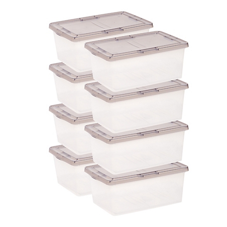 IRIS USA 17 Quart Snap Tight Plastic Storage Bin - 8 Pack