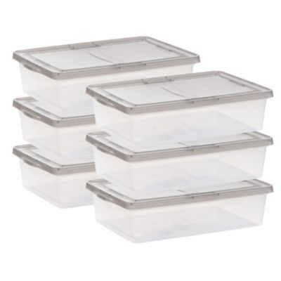 IRIS USA 28 Quart Snap Tight Plastic Storage Bin - 6 Pack