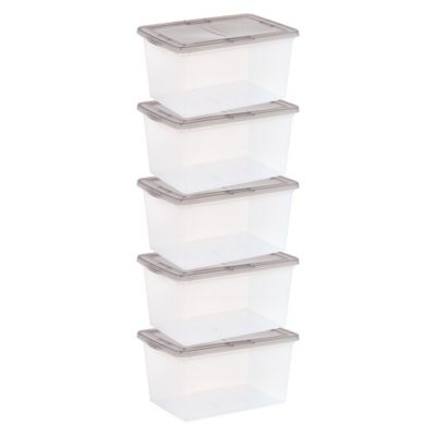 IRIS USA 58 Quart Snap Tight Plastic Storage Bin - 5 Pack