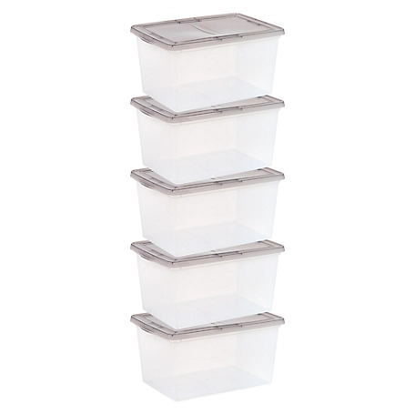 IRIS USA Storage Box, 5 Qt, Snap-tight Lid Storage Tote, Clear, 20 Pack