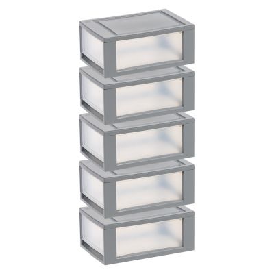 IRIS USA Small Plastic Stacking Drawer - 5 Pack