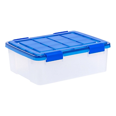 IRIS USA 26.5 qt. WEATHERPRO Plastic Storage Bin with Durable Lid, Seal, and Latching Buckles
