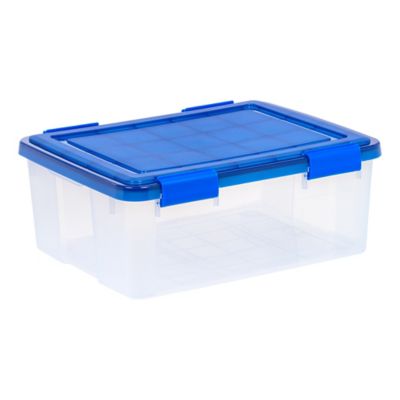 IRIS USA 30 qt. WEATHERPRO Plastic Storage Bin with Durable Lid, Seal, and Latching Buckles -  500200