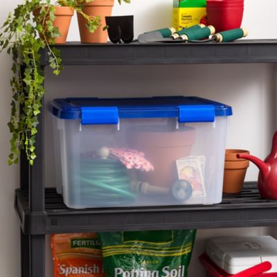 Image showing  46 qt. WEATHERPRO Plastic Storage Bin with Durable Lid, Seal, and Latching Buckles