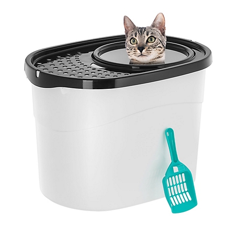 IRIS USA Top Entry Cat Litter Box, Round