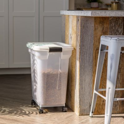 Image showing  Airtight Pet Food Storage Container with Scoop, 35 lb. Capacity, White