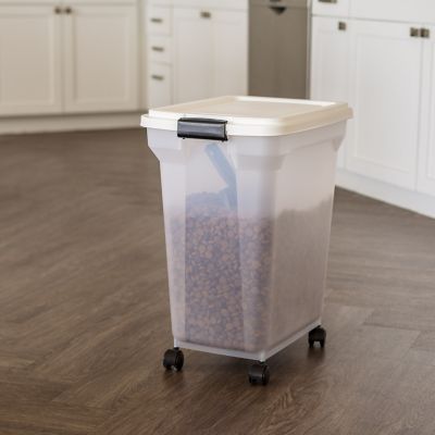 Image showing  Airtight Pet Food Storage Container with Scoop, 35 lb. Capacity, White