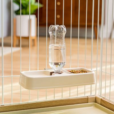 Image showing  Plastic Pet Feeder with Bottle Water Dispenser, 7 oz. Capacity, Beige