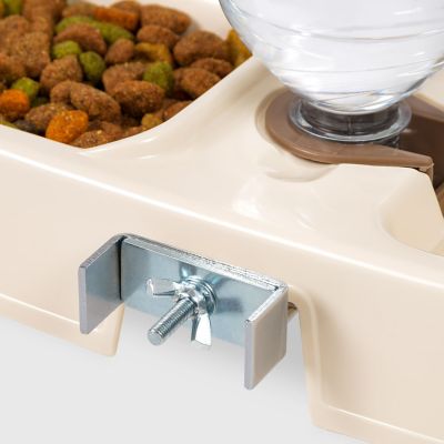 Image showing  Plastic Pet Feeder with Bottle Water Dispenser, 7 oz. Capacity, Beige