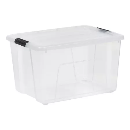 IRIS USA 60 quarts Plastic storage bin with locking loops clear Storage Bins