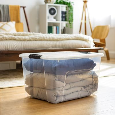 Image showing  60 qt. Plastic Storage Bin with Latching Buckles, Clear