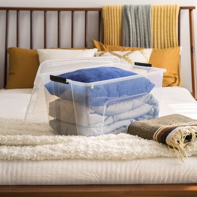 Image showing  60 qt. Plastic Storage Bin with Latching Buckles, Clear