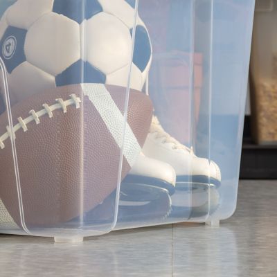 Image showing 7 th IRIS USA 60 qt. Plastic Storage Bin with Latching Buckles, Clear