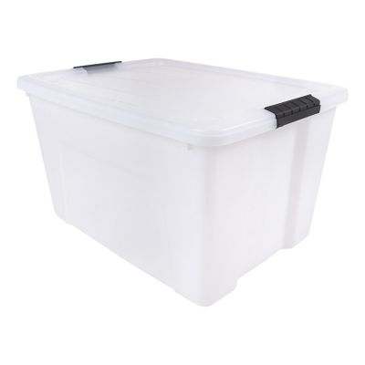 IRIS USA 53 qt. Plastic Storage Bin with Latching Buckles - Natural