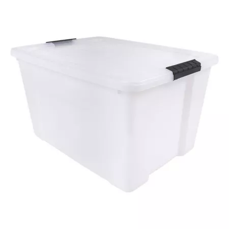 IRIS USA 53 quarts Plastic Storage Bin with Locking Buckles - Natural Storage Bins